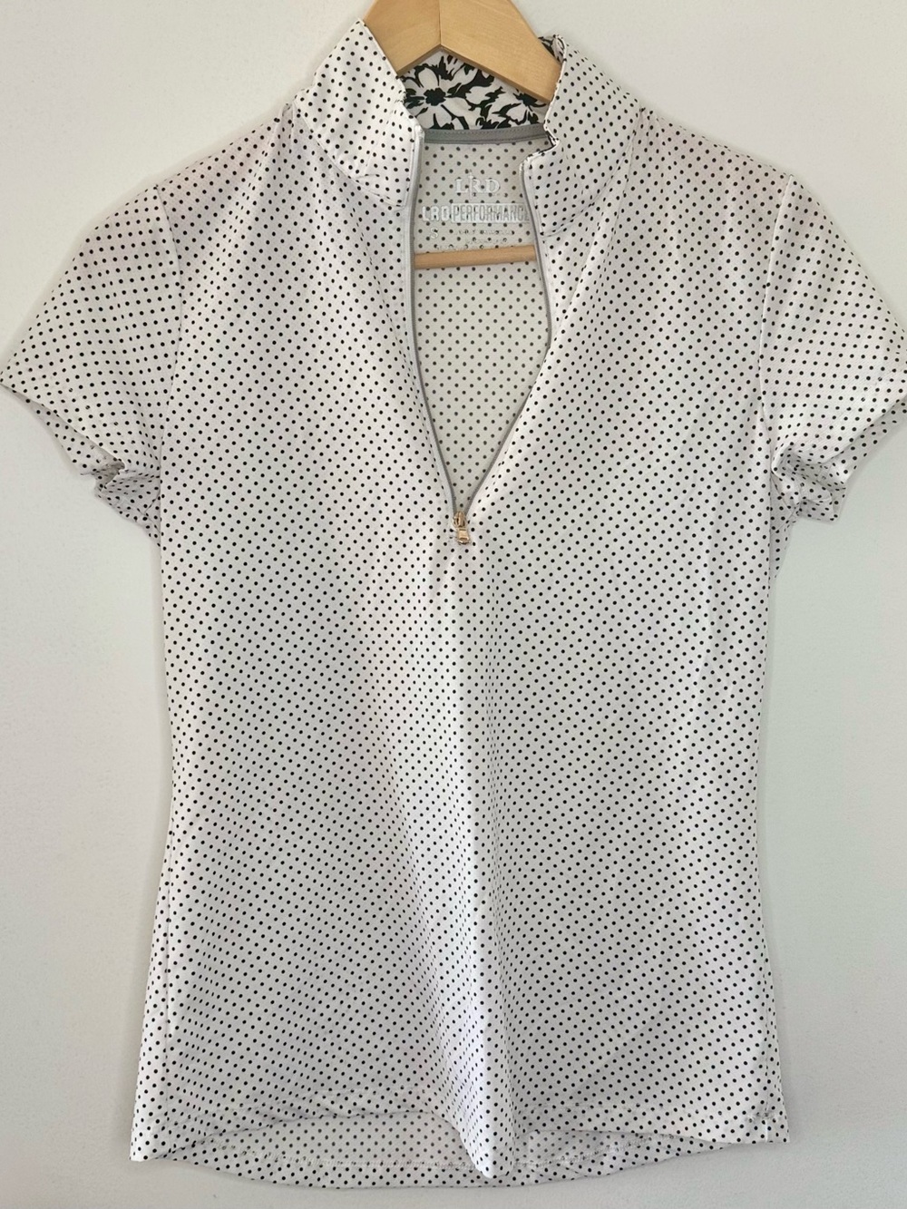 LRD performance 1/4 Zip Golf Polo White Pin Polka Dot & Floral Women’s Small Top